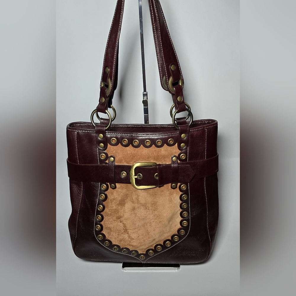 Elegant Brown and Tan Leather Tote Bag